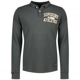 Superdry Vintage Athletic long sleeve polo refurbished - Grey (Dark Shadow Grey) дамски,блузи,с,яка,мъжки,блузи,с,яка,superdry,vintage,athletic,long,sleeve,polo,refurbished,grey,(dark,shadow,grey)