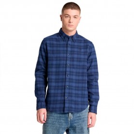 Карирана риза Timberland Flannel Check Regular long sleeve shirt - Blue (Naval Academy Yd) карирана,риза,дамски,ризи,мъжки,ризи,timberland,flannel,check,regular,long,sleeve,shirt,blue,(naval,academy,yd)