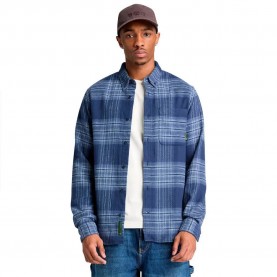 Карирана риза Timberland Flannel House Check Regular long sleeve shirt - Blue (Naval Academy Yd) карирана,риза,дамски,ризи,мъжки,ризи,timberland,flannel,house,check,regular,long,sleeve,shirt,blue,(naval,academy,yd)