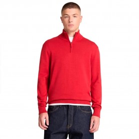 Блуза Timberland Williams River Cotton 1/4 Zip sweater - Red (Rhythmic Red) блуза,мъжки,пуловери,дамски,пуловери,timberland,williams,river,cotton,1,4,zip,sweater,red,(rhythmic,red)