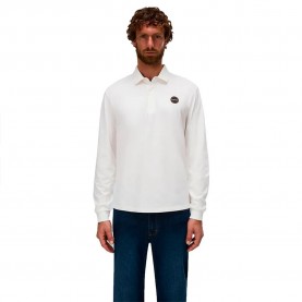 Napapijri Badge long sleeve polo - White (White Heron) дамски,блузи,с,яка,мъжки,блузи,с,яка,napapijri,badge,long,sleeve,polo,white,(white,heron)