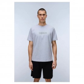 Тениска Napapijri Box Logo short sleeve T-shirt - Grey (Light Grey Melange) тениска,мъжки,тениски,дамски,тениски,napapijri,box,logo,short,sleeve,t,shirt,grey,(light,grey,melange)