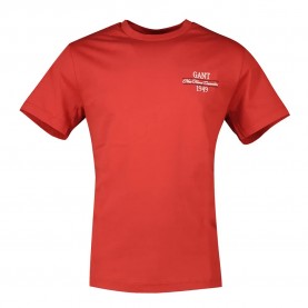Тениска Gant 2003459 short sleeve T-shirt - Red (Maple Fire) тениска,мъжки,тениски,дамски,тениски,gant,2003459,short,sleeve,t,shirt,red,(maple,fire)