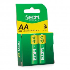 Edm Eco-Series AA-HR6 2600 mAh rechargeable batteries 2 units - Green (Multicolor) батерии,edm,eco,series,aa,hr6,2600,mah,rechargeable,batteries,2,units,green,(multicolor)