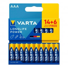 Varta Longlife Power AAA-LR03 alkaline batteries 20 units - Clear (Multicolor) батерии,varta,longlife,power,aaa,lr03,alkaline,batteries,20,units,clear,(multicolor)