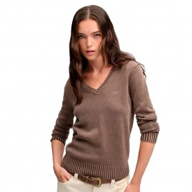 Блуза Superdry Washed Jumper v neck sweater - Brown (Dark Brown) блуза,мъжки,пуловери,дамски,пуловери,superdry,washed,jumper,v,neck,sweater,brown,(dark,brown)