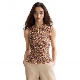Тениска Scotch & soda U9A01603T sleeveless T-shirt - Brown (Tiles Flower Doeskin) тениска,мъжки,тениски,дамски,тениски,scotch,&,soda,u9a01603t,sleeveless,t,shirt,brown,(tiles,flower,doeskin)