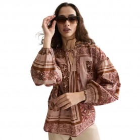 Scotch & soda U9B01595T long sleeve blouse - Brown (Tiles Foulard Rosedust) дамски,блузи,scotch,&,soda,u9b01595t,long,sleeve,blouse,brown,(tiles,foulard,rosedust)