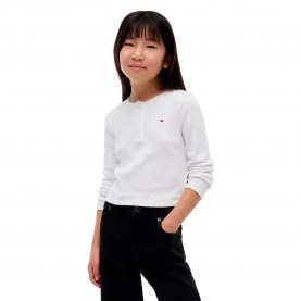Тениска Tommy hilfiger KG0KG09463 long sleeve T-shirt - White (White) тениска,мъжки,тениски,дамски,тениски,tommy,hilfiger,kg0kg09463,long,sleeve,t,shirt,white,(white)