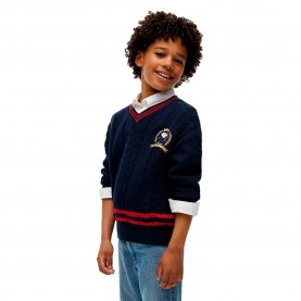 Блуза Tommy hilfiger KS0KS00763 v neck sweater - Blue (Dark Night Navy) блуза,мъжки,пуловери,дамски,пуловери,tommy,hilfiger,ks0ks00763,v,neck,sweater,blue,(dark,night,navy)