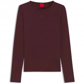 Тениска HUGO Dasiia 10272999 RED long sleeve T-shirt - Brown (Brown Overflow) тениска,мъжки,тениски,дамски,тениски,hugo,dasiia,10272999,red,long,sleeve,t,shirt,brown,(brown,overflow)