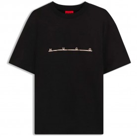 Тениска HUGO Datrik 10273257 RED short sleeve T-shirt - Black (Black) тениска,мъжки,тениски,дамски,тениски,hugo,datrik,10273257,red,short,sleeve,t,shirt,black,(black)