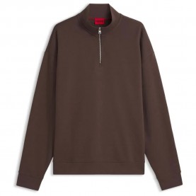 Блуза HUGO Durty244 10249110 RED half zip sweatshirt - Brown (Brown Overflow) блуза,мъжки,пуловери,hugo,durty244,10249110,red,half,zip,sweatshirt,brown,(brown,overflow)