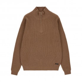 блуза,мъжки,пуловери,дамски,пуловери,makia,touko,knit,half,zip,sweater,brown,(deep,camel)