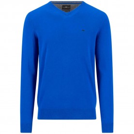 Блуза Fynch hatton 1614801 v neck sweater - Blue (Cobalt) блуза,мъжки,пуловери,дамски,пуловери,fynch,hatton,1614801,v,neck,sweater,blue,(cobalt)