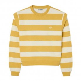 Блуза Silbon Shoulder Pads Stripes sweatshirt - Yellow (Mustard / Ecru) блуза,мъжки,пуловери,silbon,shoulder,pads,stripes,sweatshirt,yellow,(mustard,ecru)