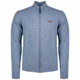 Блуза Aeronautica militare 262MA1646UL00924 full zip sweater - Blue (Mouline Blue) блуза,мъжки,пуловери,дамски,пуловери,aeronautica,militare,262ma1646ul00924,full,zip,sweater,blue,(mouline,blue)