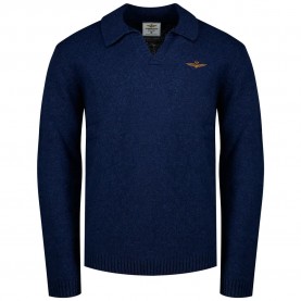 Блуза Aeronautica militare 262MA1647UL00924 v neck sweater - Blue (Cozy Blue) блуза,мъжки,пуловери,дамски,пуловери,aeronautica,militare,262ma1647ul00924,v,neck,sweater,blue,(cozy,blue)