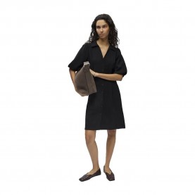 Рокля Vila Fia short sleeve short dress - Black (Black) рокля,дамски,поли,и,рокли,vila,fia,short,sleeve,short,dress,black,(black)
