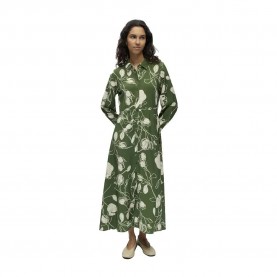 Рокля Vila Jacira long sleeve long dress - Green (Bronze Green / Aop Birch Flowers / Leafs) рокля,дамски,поли,и,рокли,vila,jacira,long,sleeve,long,dress,green,(bronze,green,aop,birch,flowers,leafs)