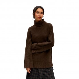 Блуза Vila Mali high neck sweater - Brown (Seal Brown / Detail Melange) блуза,мъжки,пуловери,дамски,пуловери,vila,mali,high,neck,sweater,brown,(seal,brown,detail,melange)