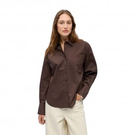 Риза с дълъг ръкав Vila Zila long sleeve shirt - Brown (Seal Brown) риза,с,дълъг,ръкав,дамски,ризи,мъжки,ризи,vila,zila,long,sleeve,shirt,brown,(seal,brown)