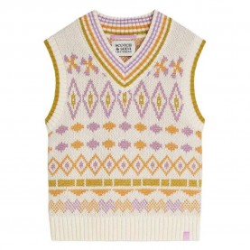 Елек Scotch & soda 183489 knitted vest - White (Eggnog / African Violet Multi Color) елек,мъжки,пуловери,дамски,пуловери,scotch,&,soda,183489,knitted,vest,white,(eggnog,african,violet,multi,color)