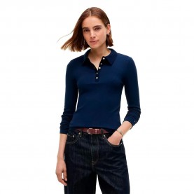 Tommy hilfiger 5x2 Rib Slim Fit long sleeve polo - Blue (Dark Night Navy) дамски,блузи,с,яка,мъжки,блузи,с,яка,tommy,hilfiger,5x2,rib,slim,fit,long,sleeve,polo,blue,(dark,night,navy)