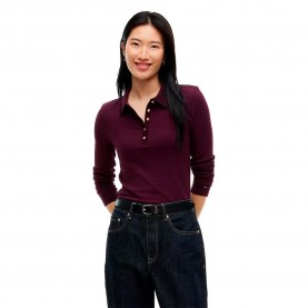 Tommy hilfiger 5x2 Rib Slim Fit long sleeve polo - Purple (Deep Burgundy) дамски,блузи,с,яка,мъжки,блузи,с,яка,tommy,hilfiger,5x2,rib,slim,fit,long,sleeve,polo,purple,(deep,burgundy)