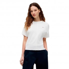 Тениска Tommy hilfiger Cody Waisted short sleeve T-shirt - White (Ecru) тениска,мъжки,тениски,дамски,тениски,tommy,hilfiger,cody,waisted,short,sleeve,t,shirt,white,(ecru)