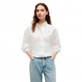 Риза с дълъг ръкав Tommy hilfiger Linen Feminine long sleeve shirt - White (Ecru) риза,с,дълъг,ръкав,дамски,ризи,мъжки,ризи,tommy,hilfiger,linen,feminine,long,sleeve,shirt,white,(ecru)