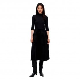 Рокля Tommy hilfiger Slim 5x2 Rib Mix Plus Size 3/4 Sleeve Midi Dress - Black (Black) рокля,дамски,поли,и,рокли,tommy,hilfiger,slim,5x2,rib,mix,plus,size,3,4,sleeve,midi,dress,black,(black)