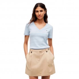 Тениска Tommy hilfiger Slim Cody short sleeve v neck T-shirt - Blue (Fine Stp Breezy Blue / Ecru) тениска,мъжки,тениски,дамски,тениски,tommy,hilfiger,slim,cody,short,sleeve,v,neck,t,shirt,blue,(fine,stp,breezy,blue,ecru)