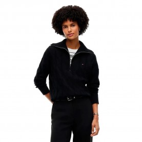 Блуза Tommy hilfiger WW0WW46425 half zip sweater - Black (Black) блуза,мъжки,пуловери,дамски,пуловери,tommy,hilfiger,ww0ww46425,half,zip,sweater,black,(black)