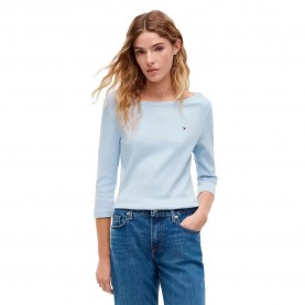 Тениска Tommy hilfiger WW0WW49928 3/4 sleeve T-shirt - Blue (Breezy Blue) тениска,мъжки,тениски,дамски,тениски,tommy,hilfiger,ww0ww49928,3,4,sleeve,t,shirt,blue,(breezy,blue)