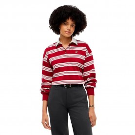Tommy hilfiger WW0WW51628 Plus Size long sleeve polo - Red (Lewis Stp Raspberry Juice) дамски,блузи,с,яка,мъжки,блузи,с,яка,tommy,hilfiger,ww0ww51628,plus,size,long,sleeve,polo,red,(lewis,stp,raspberry,juice)