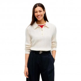 Tommy hilfiger WW0WW52222 long sleeve polo - Beige (Ivory Petal) дамски,блузи,с,яка,мъжки,блузи,с,яка,tommy,hilfiger,ww0ww52222,long,sleeve,polo,beige,(ivory,petal)