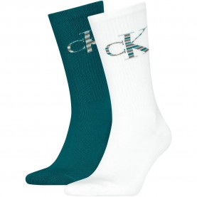 Чорапи Calvin klein 701228802 crew socks 2 pairs - Multicolor (White / Teal) чорапи,мъжки,чорапи,дамски,чорапи,calvin,klein,701228802,crew,socks,2,pairs,multicolor,(white,teal)