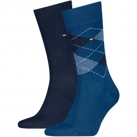 Чорапи Tommy hilfiger Check socks 2 pairs - Blue (Ocean Blue) чорапи,мъжки,чорапи,дамски,чорапи,tommy,hilfiger,check,socks,2,pairs,blue,(ocean,blue)