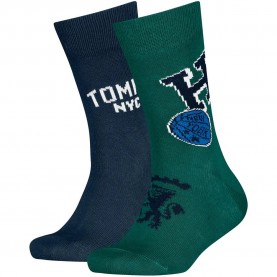 Чорапи Tommy hilfiger College Patch socks 2 pairs - Green / Blue (Green) чорапи,мъжки,чорапи,дамски,чорапи,tommy,hilfiger,college,patch,socks,2,pairs,green,blue,(green)