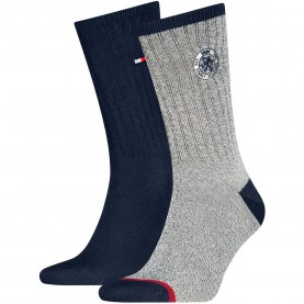 Чорапи Tommy hilfiger Mouline Crest crew socks 2 pairs - Multicolor (Navy) чорапи,мъжки,чорапи,дамски,чорапи,tommy,hilfiger,mouline,crest,crew,socks,2,pairs,multicolor,(navy)