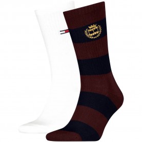 Чорапи Tommy hilfiger Rugby Crest crew socks 2 pairs - Multicolor (Deep Rouge) чорапи,мъжки,чорапи,дамски,чорапи,tommy,hilfiger,rugby,crest,crew,socks,2,pairs,multicolor,(deep,rouge)