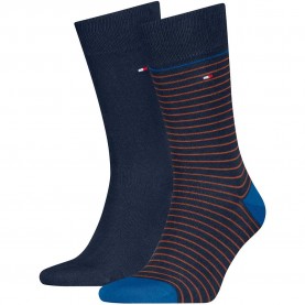 Чорапи Tommy hilfiger Small Stripe socks 2 pairs - Blue (Chestnut / Navy) чорапи,мъжки,чорапи,дамски,чорапи,tommy,hilfiger,small,stripe,socks,2,pairs,blue,(chestnut,navy)