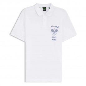BOSS Member Mesh 10278641 GREEN short sleeve polo - White (White) дамски,блузи,с,яка,мъжки,блузи,с,яка,boss,member,mesh,10278641,green,short,sleeve,polo,white,(white)
