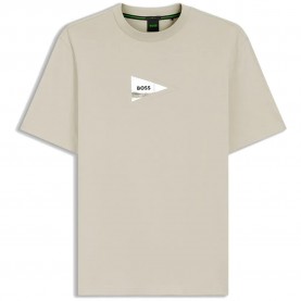 Тениска BOSS Network Photo 10280609 GREEN short sleeve T-shirt - Beige (Light Beige) тениска,мъжки,тениски,дамски,тениски,boss,network,photo,10280609,green,short,sleeve,t,shirt,beige,(light,beige)