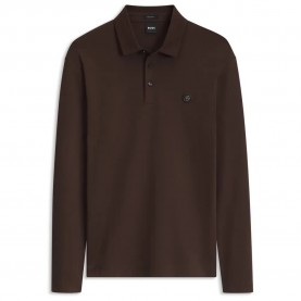 BOSS Paley 10263030 long sleeve polo - Brown (Dark Brown) дамски,блузи,с,яка,мъжки,блузи,с,яка,boss,paley,10263030,long,sleeve,polo,brown,(dark,brown)