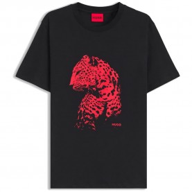 Тениска HUGO Dileo 10258299 RED short sleeve T-shirt - Black (Black) тениска,мъжки,тениски,дамски,тениски,hugo,dileo,10258299,red,short,sleeve,t,shirt,black,(black)