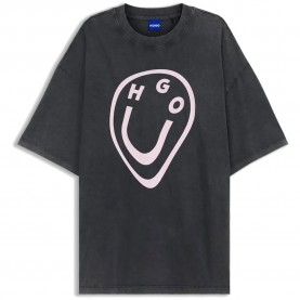 Тениска HUGO Oversized 11 10279034 BLUE short sleeve T-shirt - Black (Black) тениска,мъжки,тениски,дамски,тениски,hugo,oversized,11,10279034,blue,short,sleeve,t,shirt,black,(black)