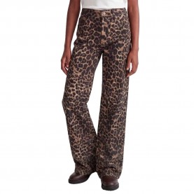 Панталони Jjxx Zoe Sarah Wide Leg pants - Brown (Cornstalk / AOP Leopard) панталони,мъжки,панталони,дамски,панталони,jjxx,zoe,sarah,wide,leg,pants,brown,(cornstalk,aop,leopard)