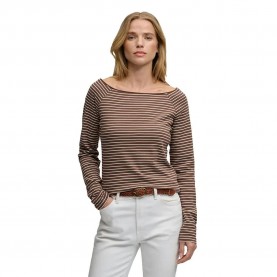 Тениска Superdry Bardot Off Shoulder long sleeve T-shirt - Brown (Chestnut Brown Stripe) тениска,мъжки,тениски,дамски,тениски,superdry,bardot,off,shoulder,long,sleeve,t,shirt,brown,(chestnut,brown,stripe)